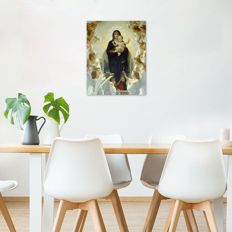 LB Virgin Mary Canvas Wall Art Christ Jesus in Heaven Angel Paradise Painting Canvas Prints Christian Living Room Bedroom Bathroom Home Decorations Ready to Hang,12x16 inch - Image 3